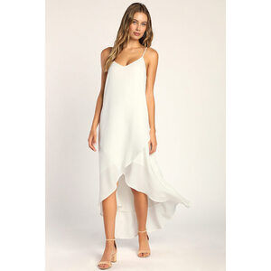 Lulus Sweet Surprise White High-low Maxi Dress - Size XS